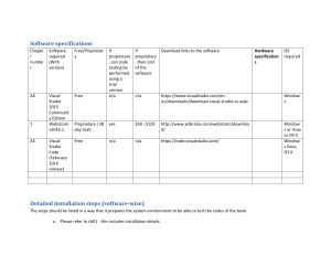 Software Specifications: Tools & Installation