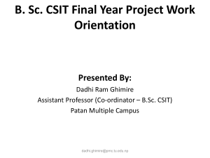 B.Sc. CSIT Final Year Project Orientation