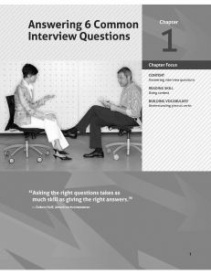 Answering Common Interview Questions: Chapter 1