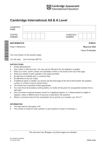 Cambridge A Level Mechanics Exam Paper (May/June 2024)