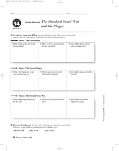 Hundred Years' War & Plague: Guided Reading Worksheet