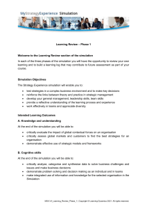 Strategy Simulation Learning Review - Phase 1