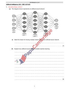 AI Neural Networks Exam Question