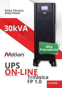 Ficha Técnica UPS 30kVA Trifásico Alta Frecuencia FP 1.0