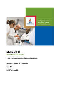 FSK 116 Physics Study Guide - University of Pretoria