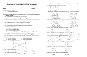 Math 8 Congruence Test: Summative Assessment