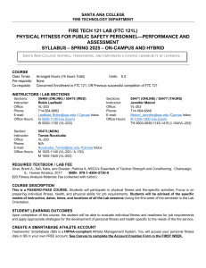 Fire Tech 121 Lab Syllabus - Physical Fitness for Public Safety