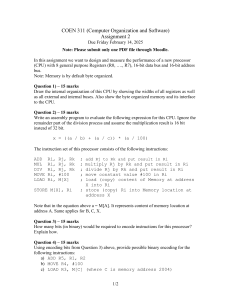 COEN 311 Assignment 2: Computer Organization & Software