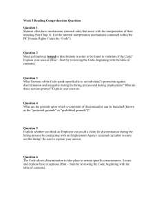 BC Human Rights Code Reading Comprehension Questions