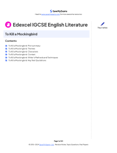 To Kill a Mockingbird: IGCSE English Literature Revision