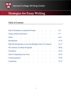 Essay Writing Strategies: Harvard Writing Center Guide