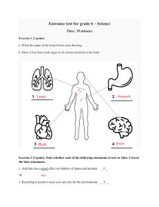 Grade 6 Science Entrance Test