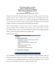 EIA Methods for Ecosystem Services: Scoping & Baseline Studies