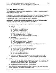 Reciprocating Compressor Maintenance & Log Sheet