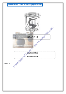 Grade 12 Mathematics Investigation: Sequences & Series