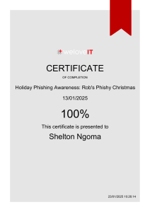 Phishing Awareness Certificate: Rob's Phishy Christmas