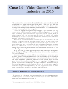 Video Game Console Industry Case Study 2015