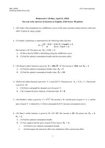 Economics Homework: Utility, Demand, and Consumer Choice