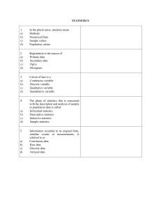 Statistics Quiz: Definitions, Data, Variables