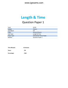 IGCSE Physics: Length & Time Question Paper