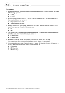 Inverse Proportion Homework Sheet - Math Problems