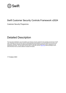 Swift Customer Security Controls Framework v2024