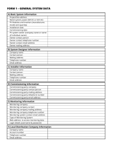 PV System Data Form: Technical Specifications & Information