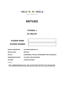 METV202 Tutorial 1: DC-circuits