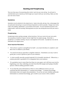 Quoting & Paraphrasing Guide: MLA Citations