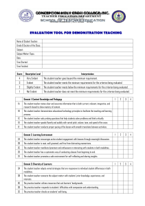 Student Teacher Demonstration Teaching Evaluation Tool