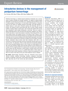 Intrauterine Devices for Postpartum Hemorrhage Management