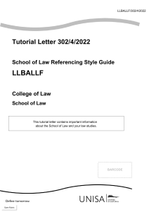 Unisa Law Referencing Guide: LLBALLF Style