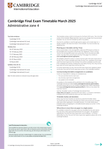 Cambridge March 2025 Exam Timetable - Zone 4