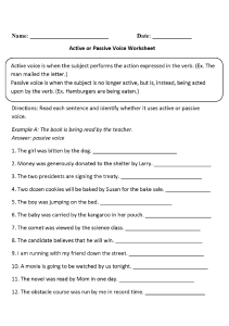 Active and Passive Voice Worksheet