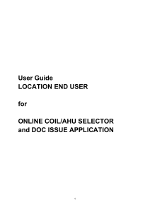 Online Coil/AHU Selector User Guide