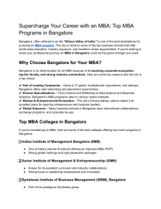 MBA Programs in Bangalore: Top Colleges & Career Guide