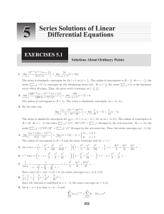 Series Solutions of Linear Differential Equations: Exercises 5.1