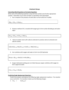 Chemistry Equations & Reactions Worksheet