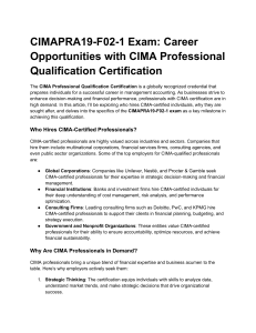 CIMA Certification: Career Opportunities & CIMAPRA19-F02-1 Exam