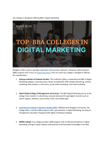 BBA Digital Marketing Colleges in Bangalore