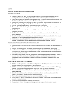 Conflict of Laws: Foreign Elements & International Law