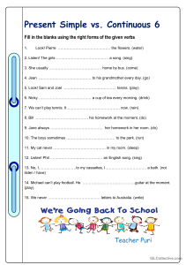 Present Simple vs. Continuous Tense Worksheet