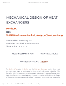 Mechanical Design of Heat Exchangers Article