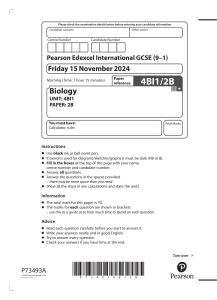 IGCSE Biology Exam Paper (9-1) 4BI1/2B