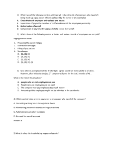 Payroll Control Activities: Question Bank for Accounting