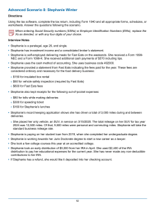 Tax Scenario: Stephanie Winter & Intake Sheet