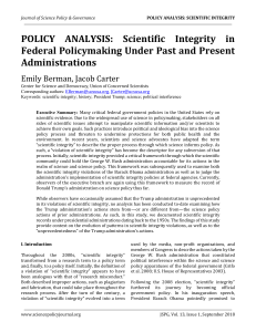 Scientific Integrity in Federal Policymaking