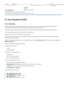 Cass-Koopmans Model: Optimal Growth Lecture Notes