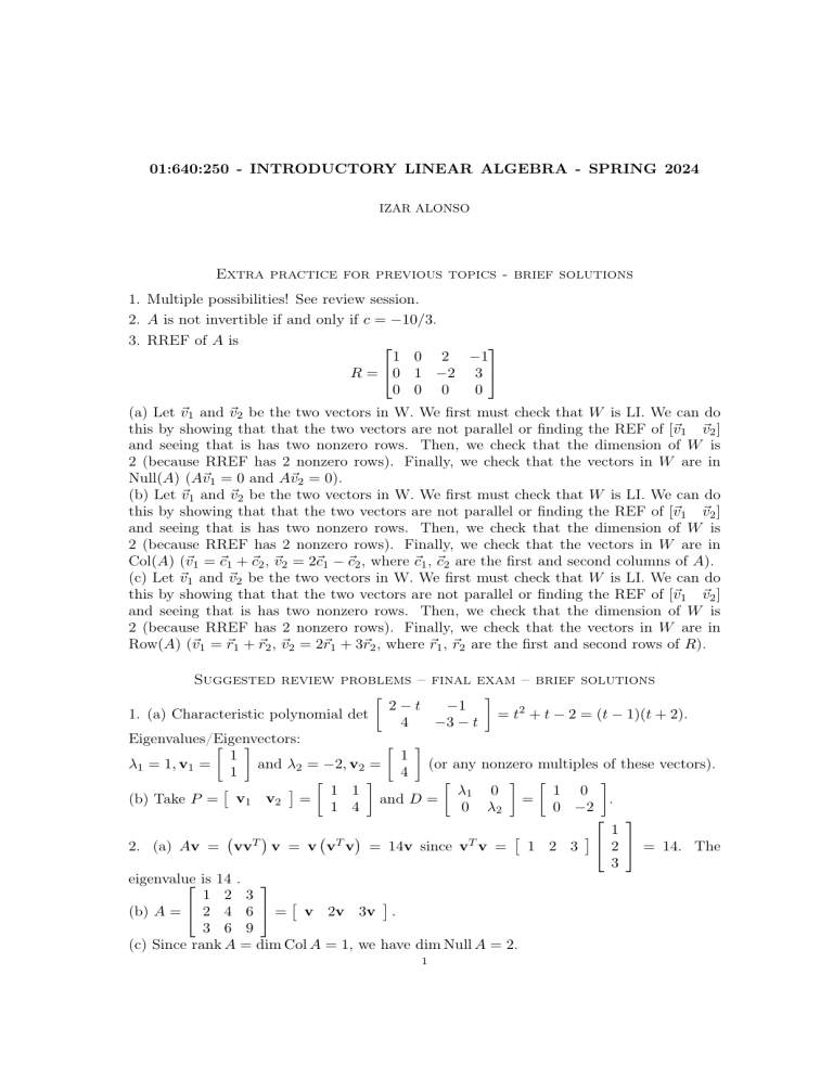 Linear Algebra Practice Problems & Solutions