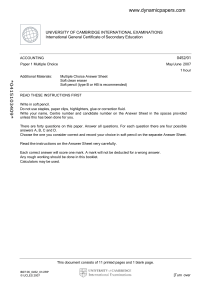 IGCSE Accounting Multiple Choice Paper 1 (May/June 2007)